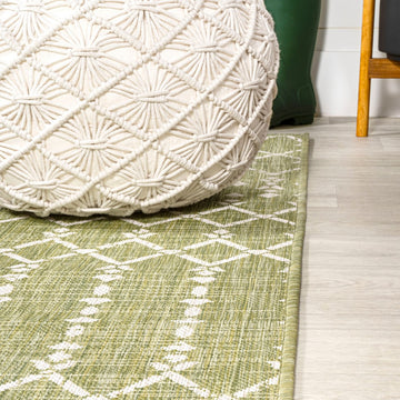 Ourika Moroccan Geometric Textured Weave Indoor/outdoor Square Rug
